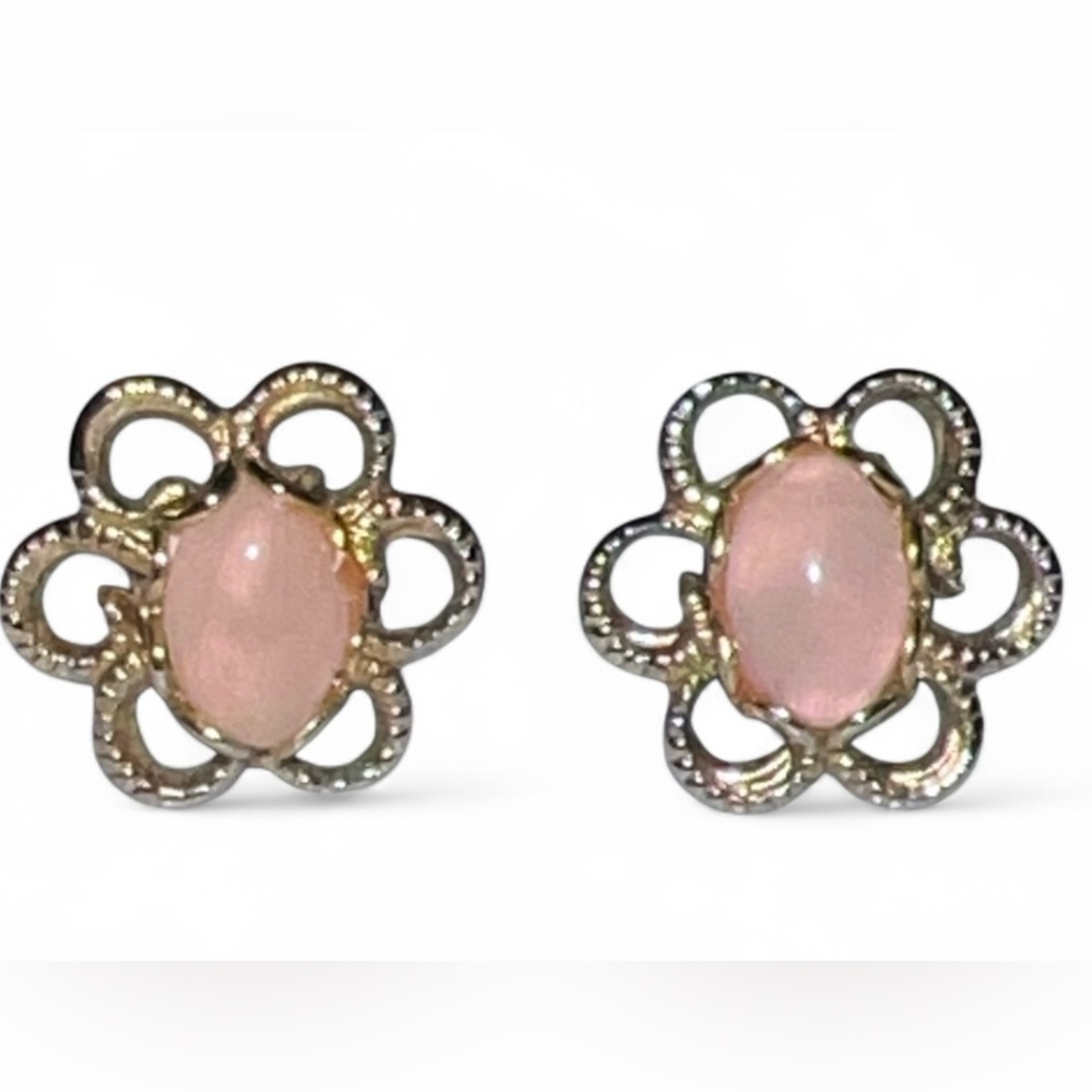 Elegant Avon Pink and Gold Flower Earrings